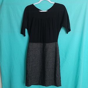 Sheer Black and Grey Tweed Sheath Dress